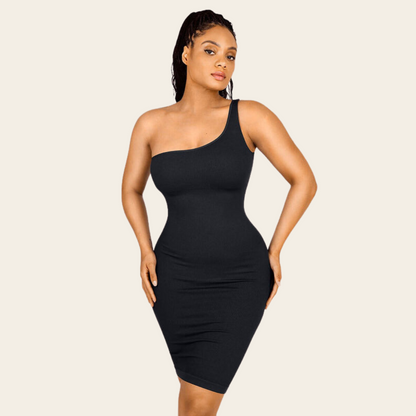 Luna Chic: Naadloze Één-Schouder Body Shaper | Koop er een, Krijg er een Gratis!