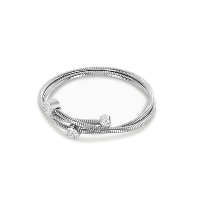 Stone Twister Bangle - Silver