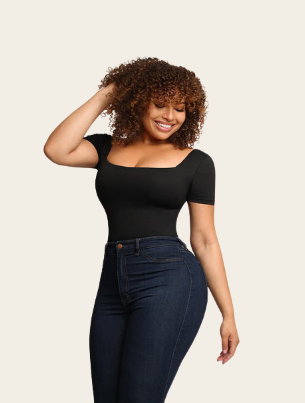 Square nek naadloze String Bodysuit 1+1 Gratis