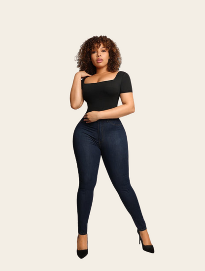 Square nek naadloze String Bodysuit 1+1 Gratis