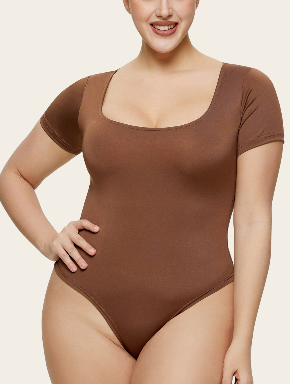 Square nek naadloze String Bodysuit 1+1 Gratis