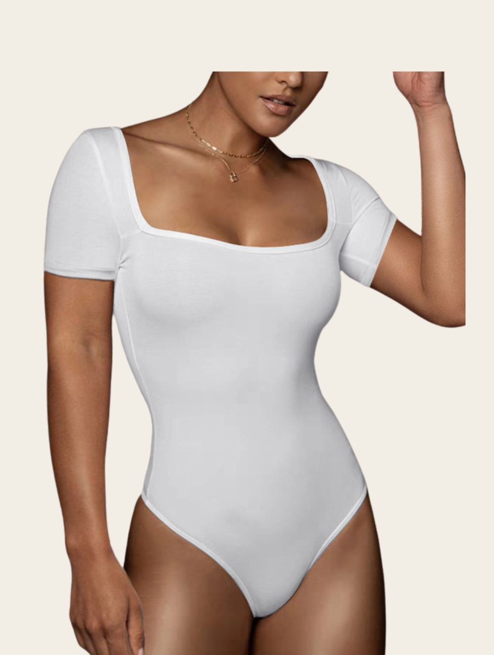 Square nek naadloze String Bodysuit 1+1 Gratis