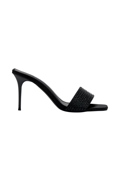 Geneva Square Diamante Mule - Black