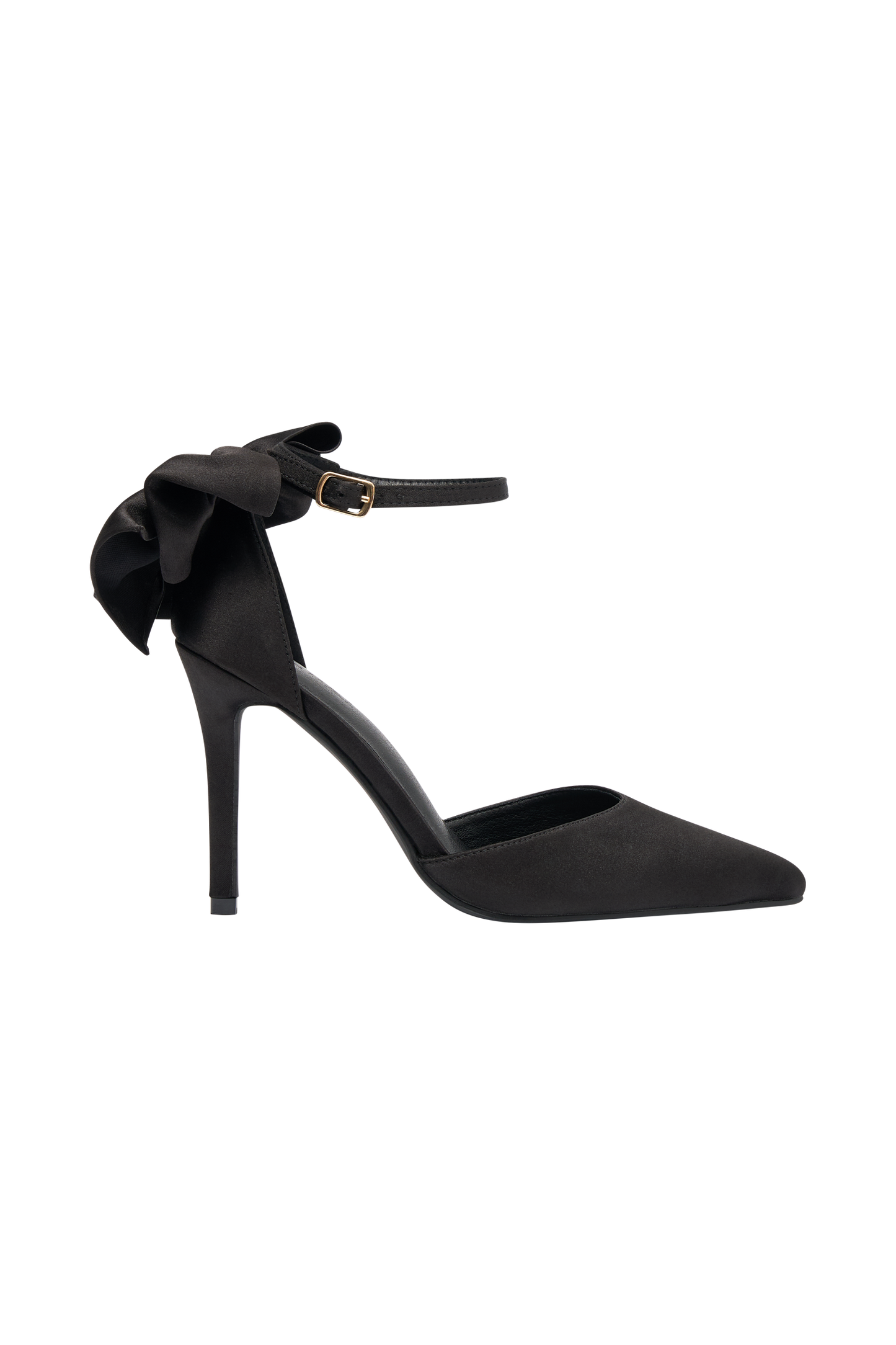 Charmed Satin Bow Heel - Black