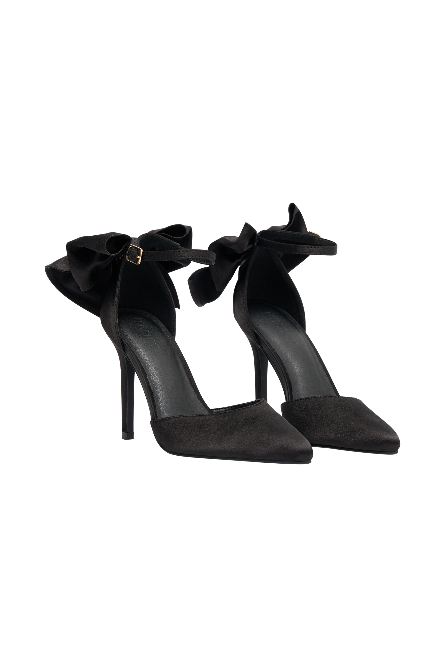 Charmed Satin Bow Heel - Black