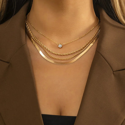 Bezel Layered Necklace Stack