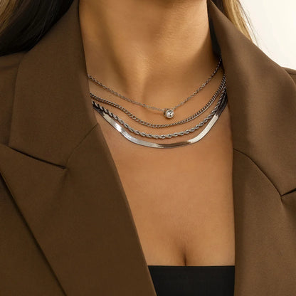 Bezel Layered Necklace Stack