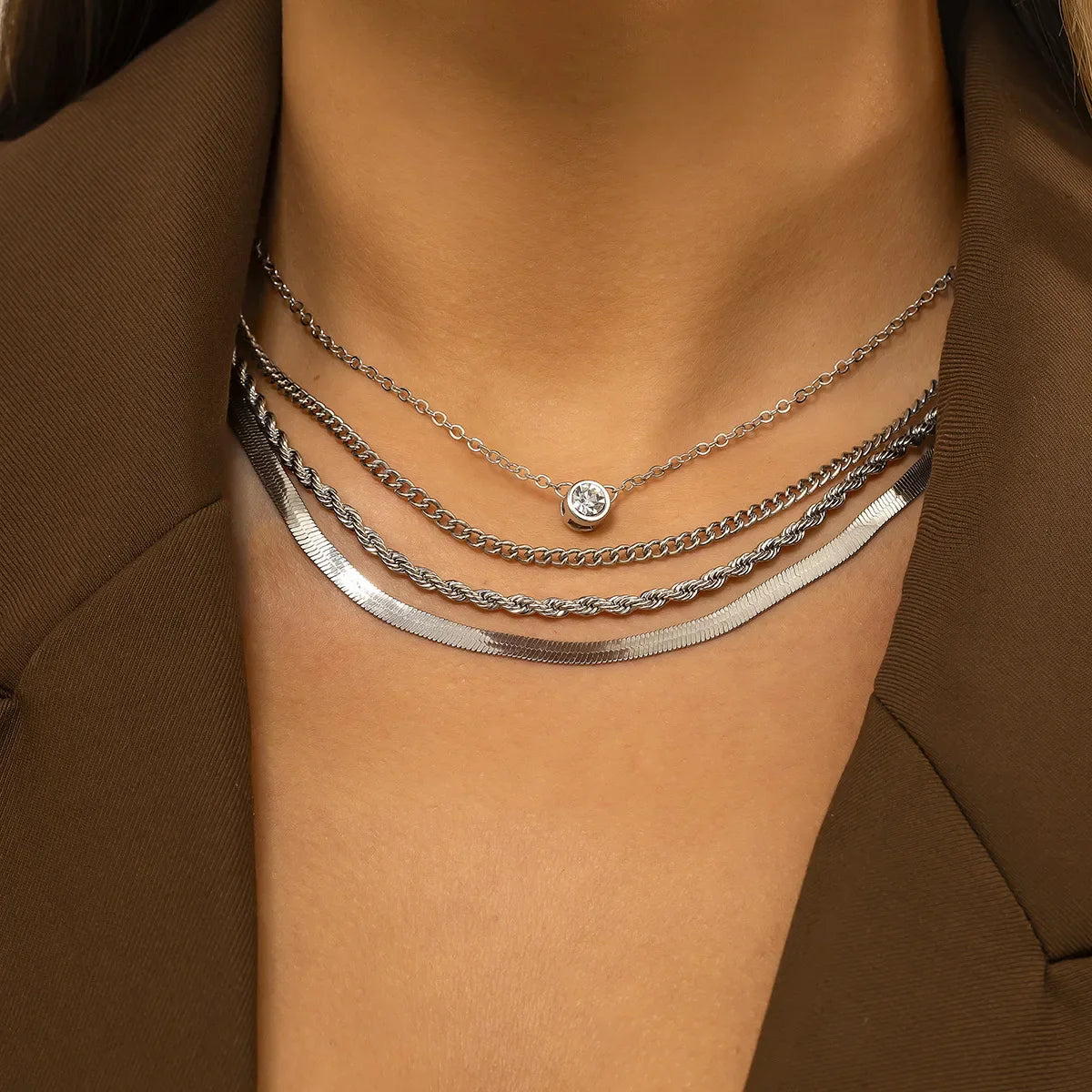 Bezel Layered Necklace Stack