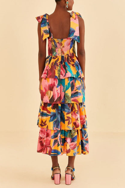 Aaliyah Floral Printed Maxi Strap Dress