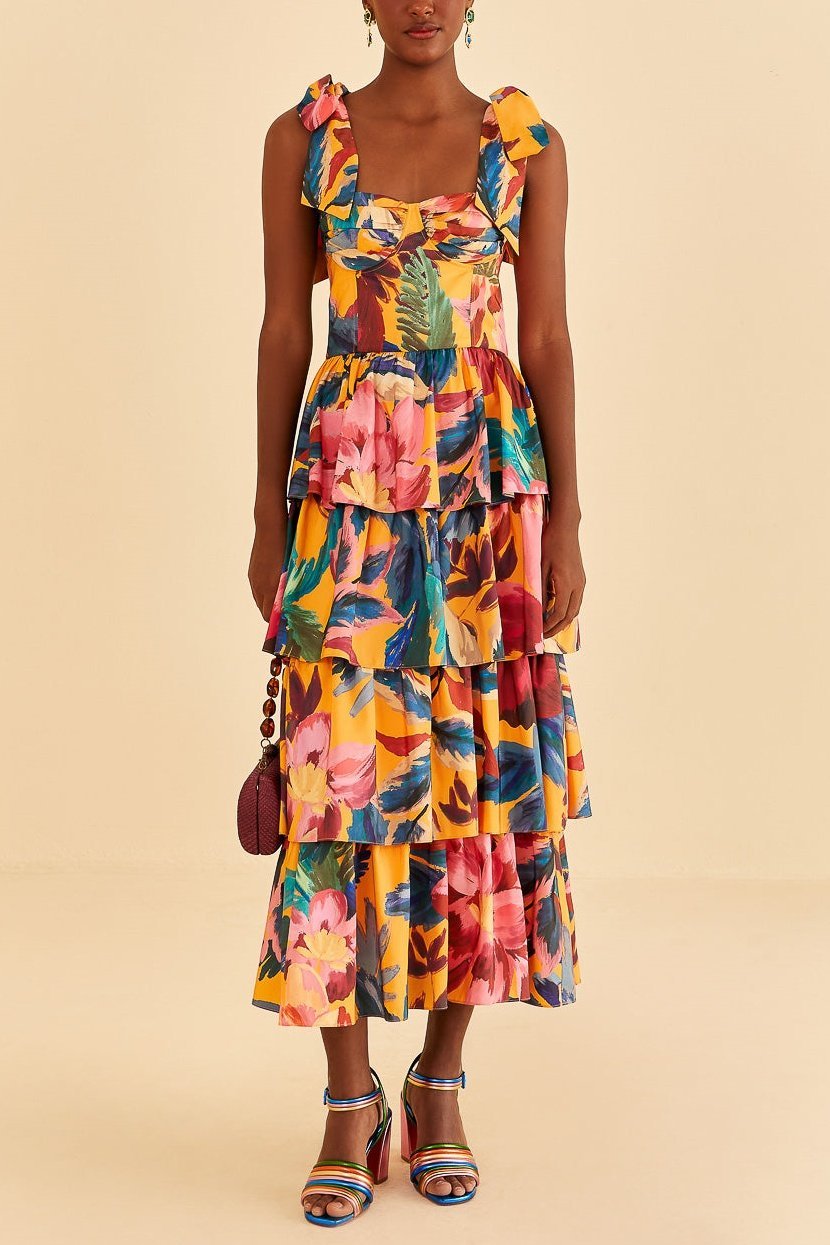 Aaliyah Floral Printed Maxi Strap Dress