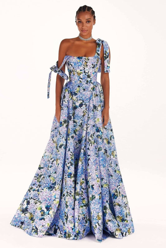 Kacey Hydrangea Printed Strap Maxi Dress