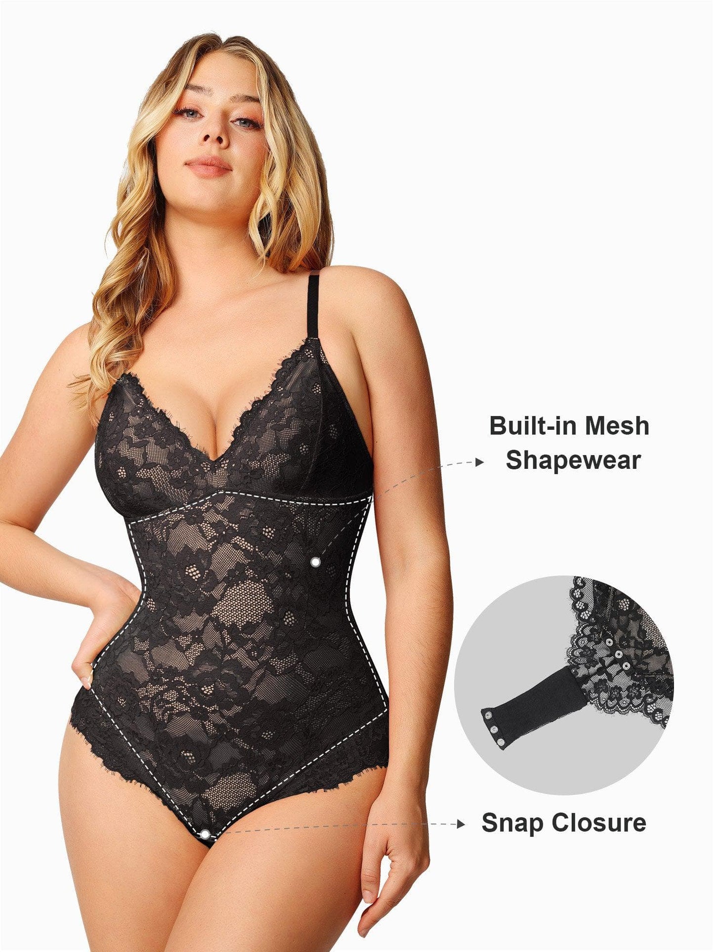 Sexy Lace Deep-V Neck Bodysuits Or Leather Skirt