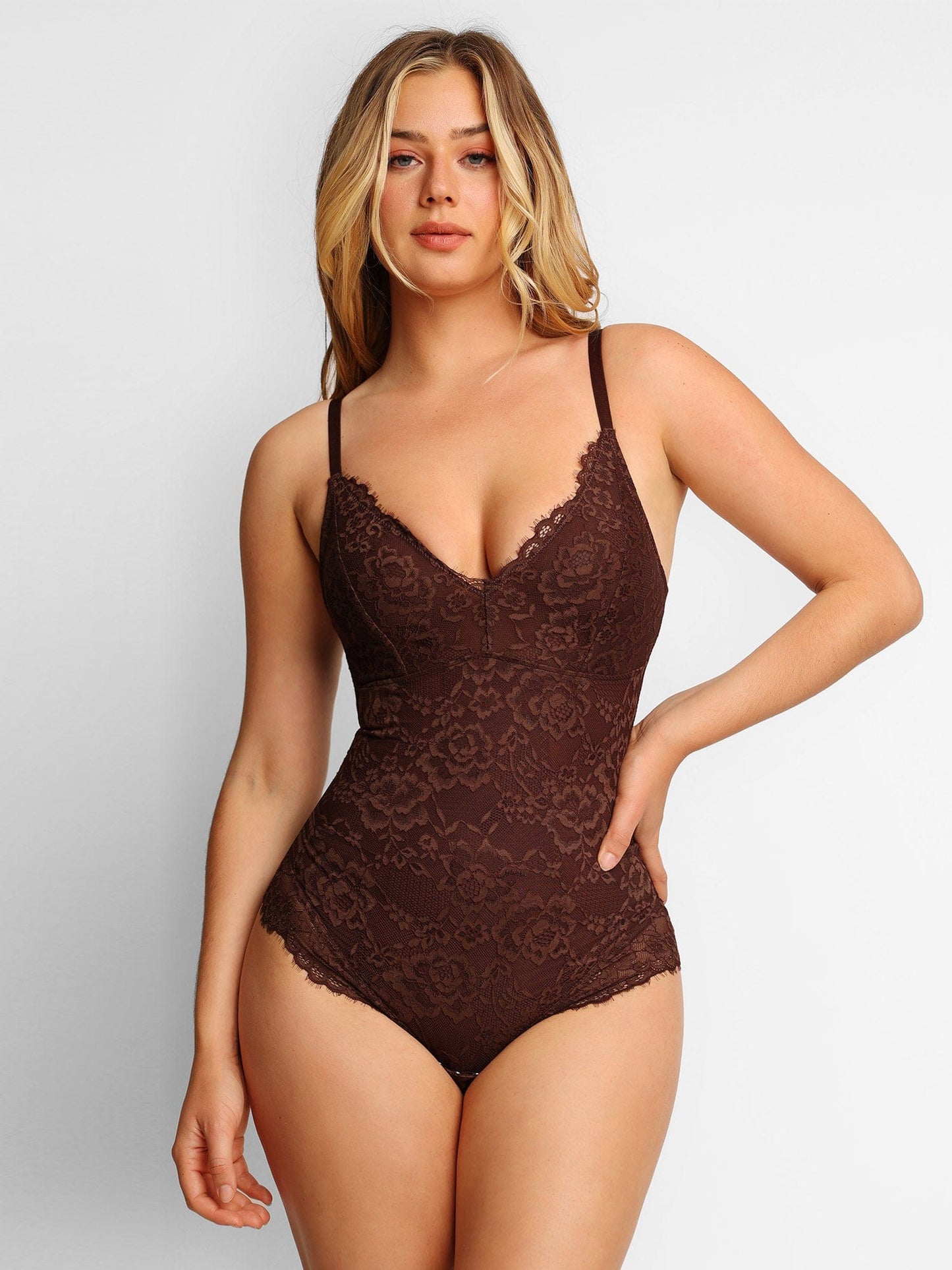 Sexy Lace Deep-V Neck Bodysuits Or Leather Skirt